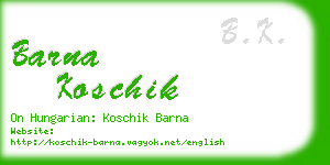 barna koschik business card